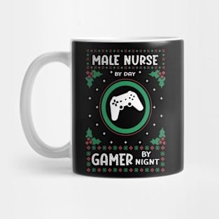 Male Nurse By Day Gamer By Night - Ugly Christmas Gift Idea Mug
